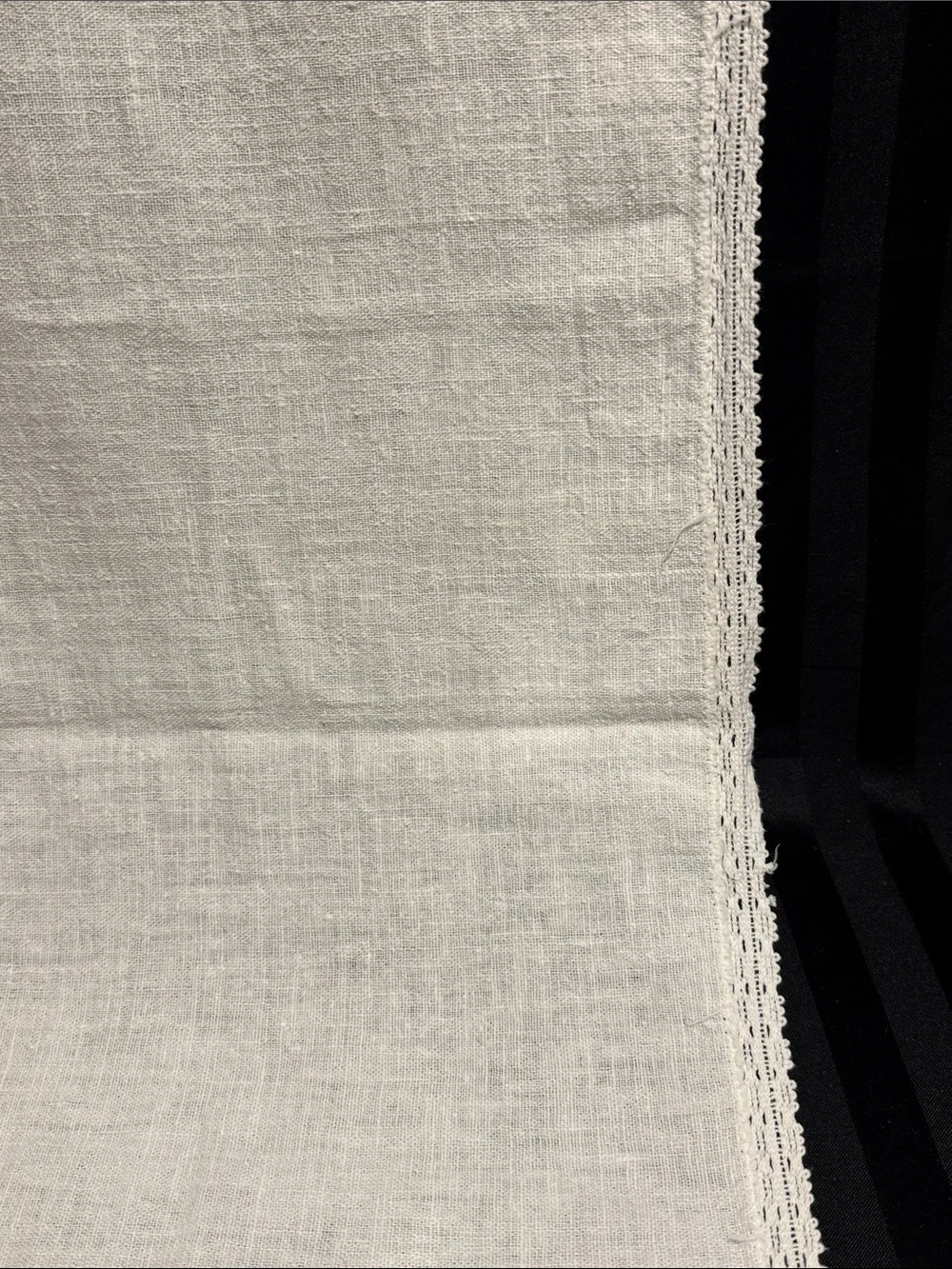 Hand Embroidered Linen Dresser or Table Runner with Blue Rose Motif